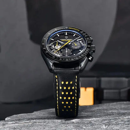 Pagani Moon Black Skeleton Quartz Chrono Watch