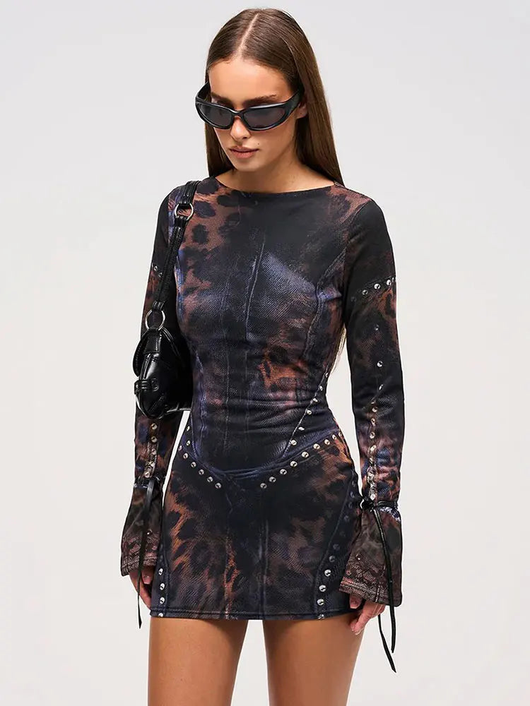 Vintage Chic Bodycon Mini Dress for Stylish Nights