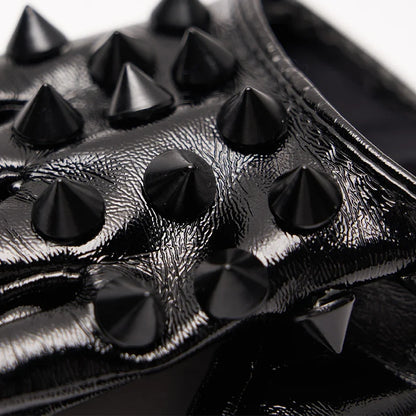 PUNK RAVE Rivet Half-Palm Leather Gloves for Women
