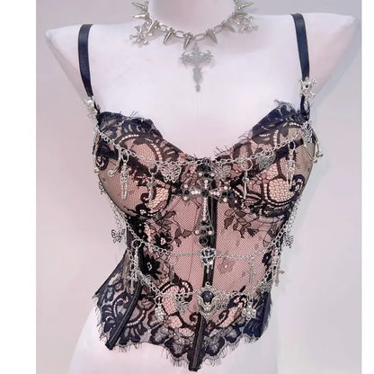 Gothic Y2K Lace Crop Tank