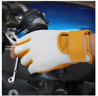 Retro Breeze Half-Finger Motorcycle Gloves