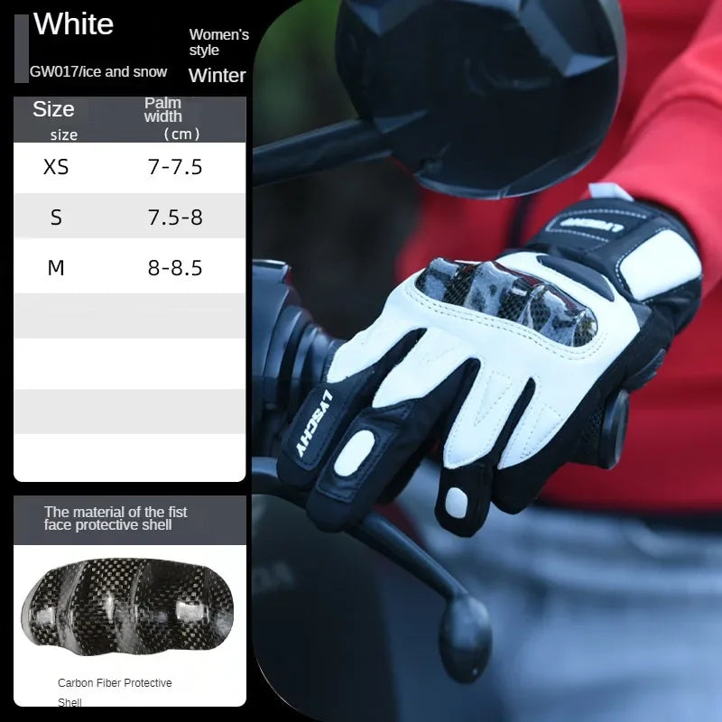 LYSCHY Winter Waterproof Leather Motorcycle Gloves