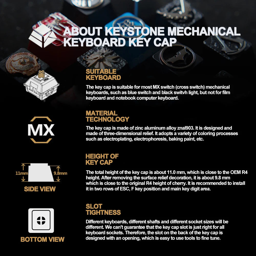 Keystone R6 Siege Metal Keycap for DIY Mechanical Keyboards