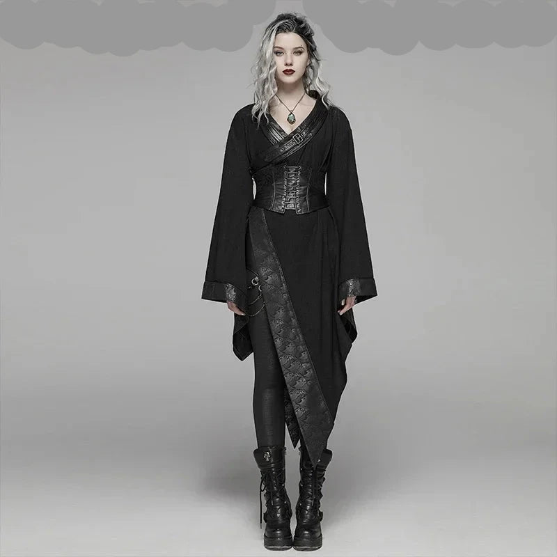 Dark Asymmetrical Punk Kimono Dress
