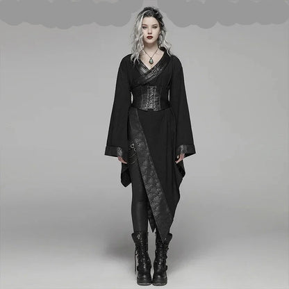 Dark Asymmetrical Punk Kimono Dress