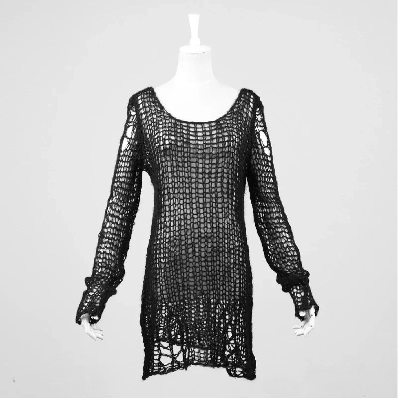Rebel Stripe Knit Pullover Cape Sweater