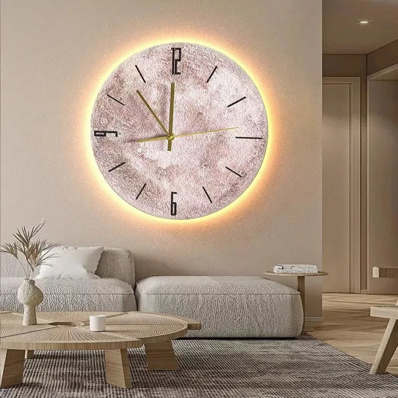 Celestial Sandstone Moon Clock & Light Decor