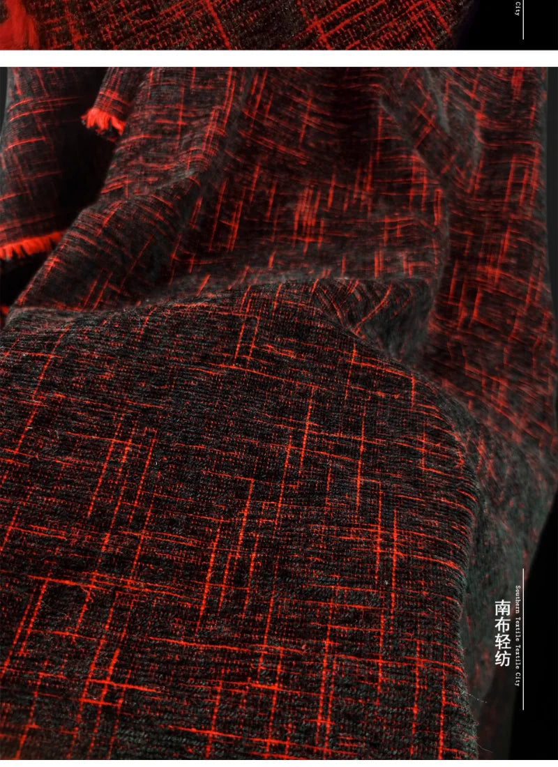 “Rich Red Velvet Textured Apparel Fabric for DIY”