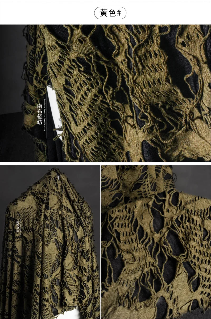 Black Tattered Knit Fabric - Eco-Friendly Textiles