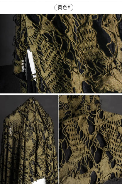 Black Tattered Knit Fabric - Eco-Friendly Textiles