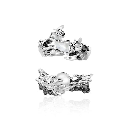 Celestial Trio: Sun, Moon & Stars Textured Ring