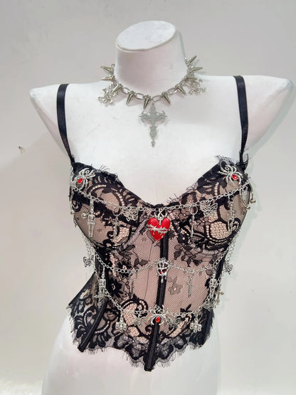 Gothic Y2K Lace Crop Tank