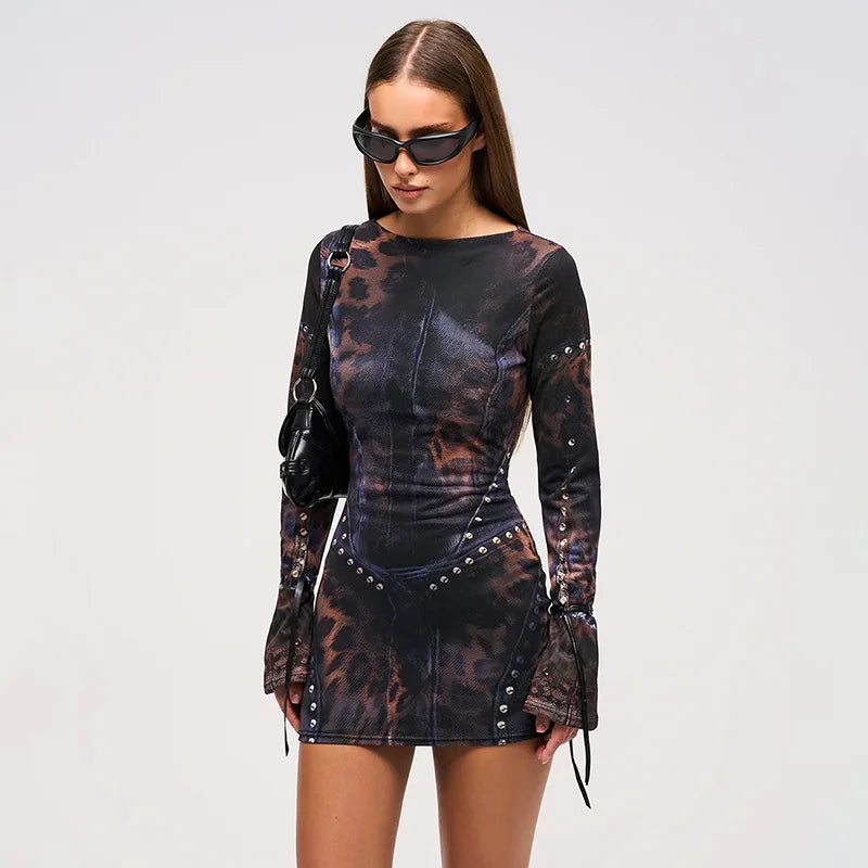 Vintage Chic Bodycon Mini Dress for Stylish Nights
