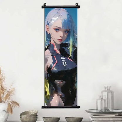 Cyber Rebecca Scroll Canvas: Futuristic Wall Art
