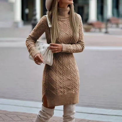 Cozy Elegance: Knit Wrap Dress for Autumn/Winter
