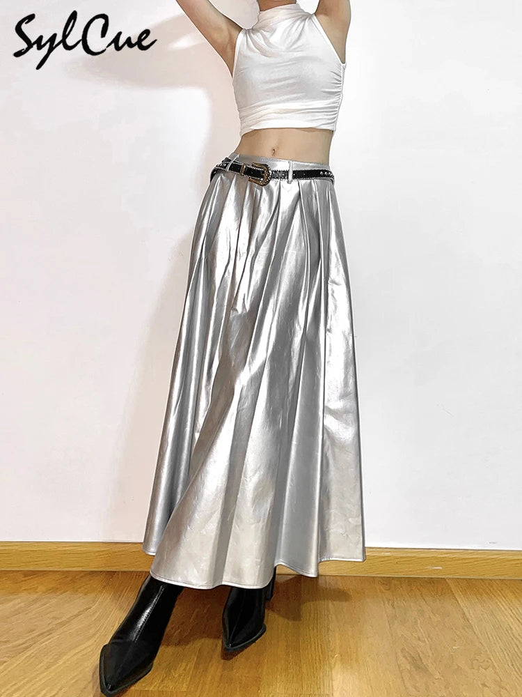 Long High Waist Pleated Skirt