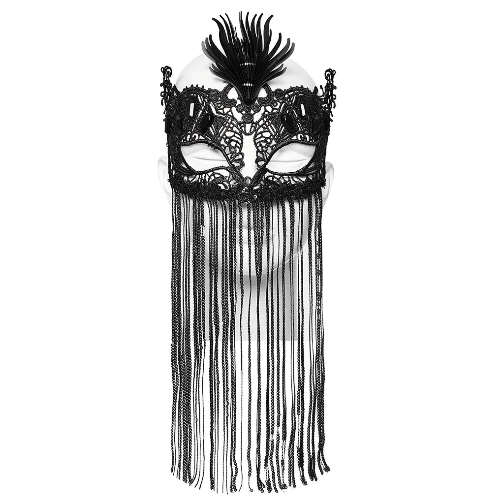 Gothic Fringed Lace Coffin Eye Mask