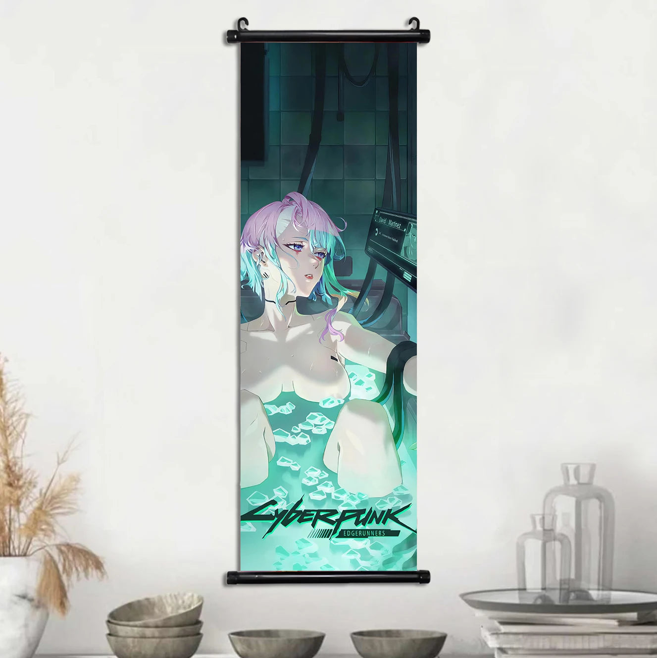 Cyber Rebecca Scroll Canvas: Futuristic Wall Art