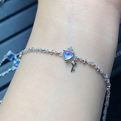 Celestial Crown Silver Moonstone Bracelet