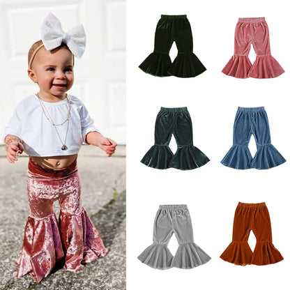 Multicolor Flared Pants Toddler Velvet