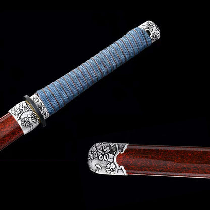 Crafted Manganese Steel Short Sword, Red & Silver