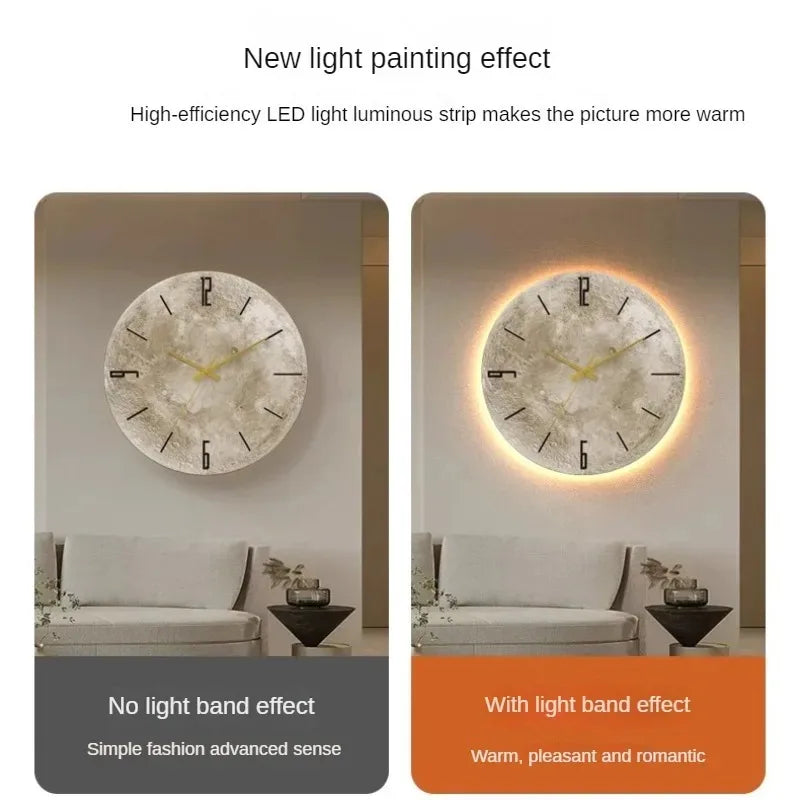 Celestial Sandstone Moon Clock & Light Decor