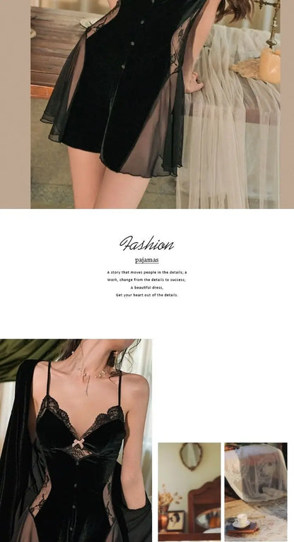 Mystic Moonlace Velvet Pajamas for Enchanted Nights