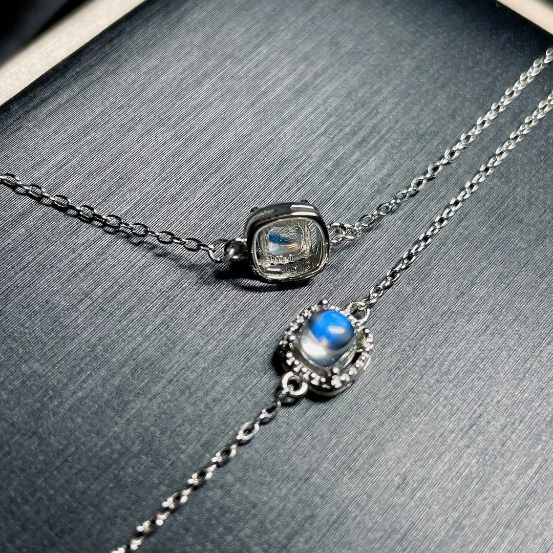 Lunar Charm Crown: S925 Silver Moonstone Bracelet