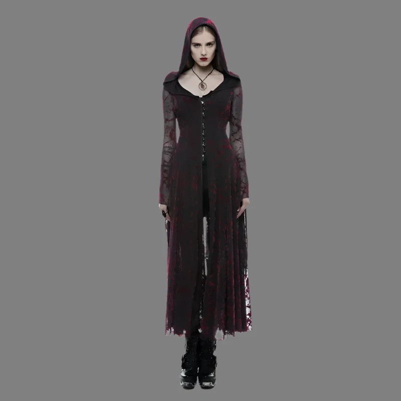 Product Name: Gothic Flame Hooded Lace Dress