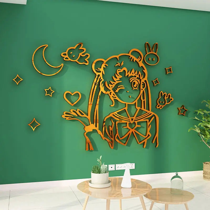 3D Cartoon Sailor Moon Acrylic Wall Art Decor