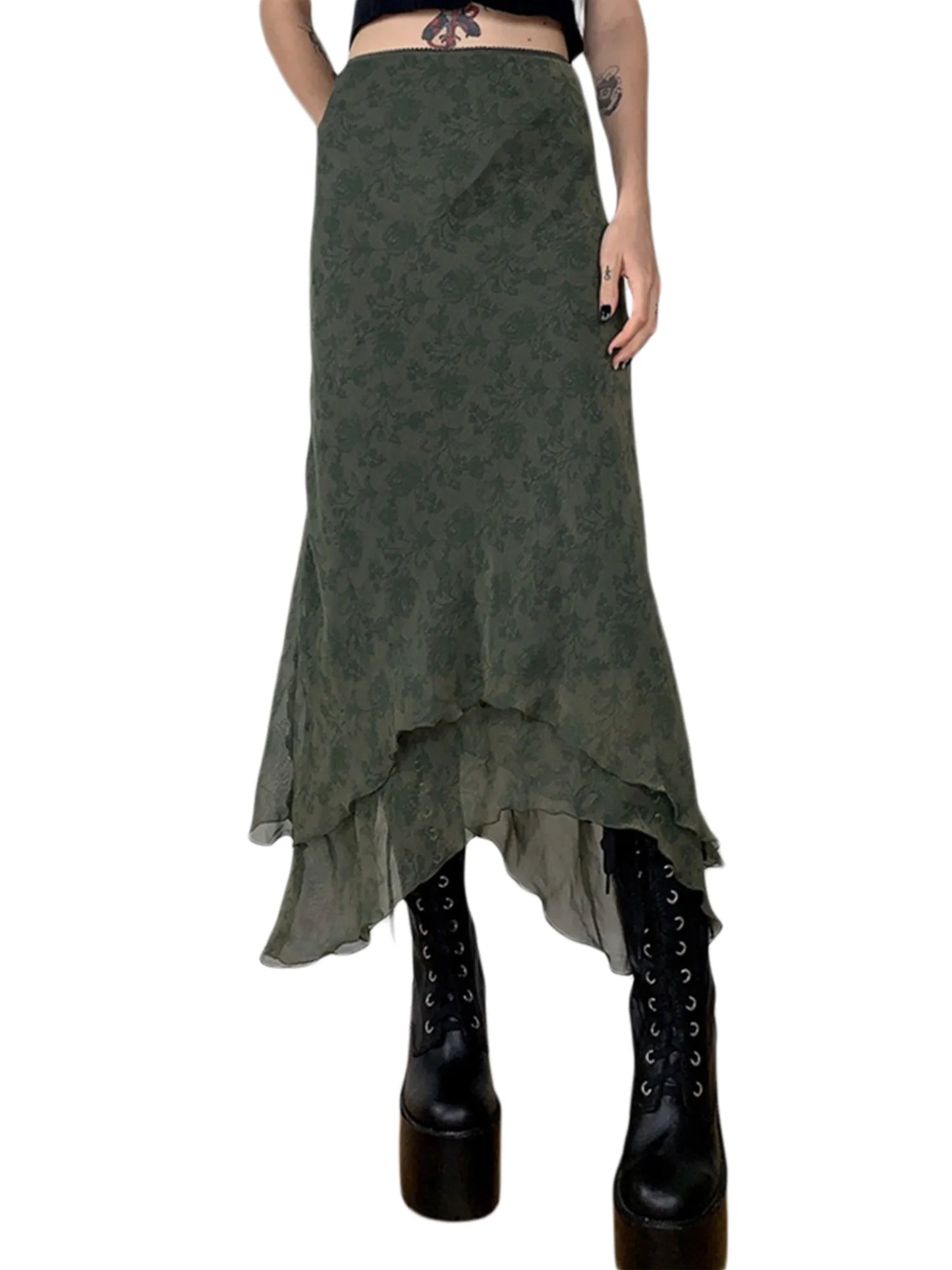 Midi Skirt Summer High Waist