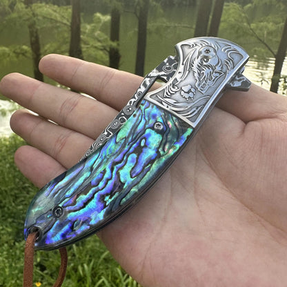 Steel Rose VG10 Damascus Abalone Folding Knife