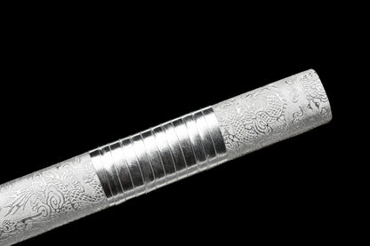 silver Wolf Sword Hand forged real steel lightning Sharp