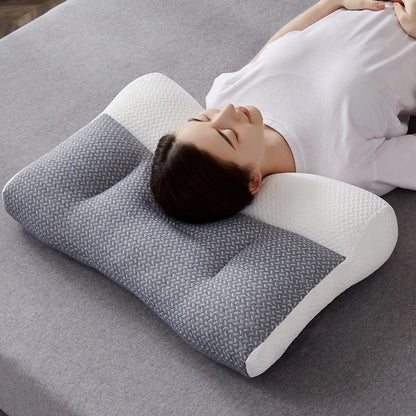 MemoryEase Ergonomic Pillow - Soft Cotton Comfort
