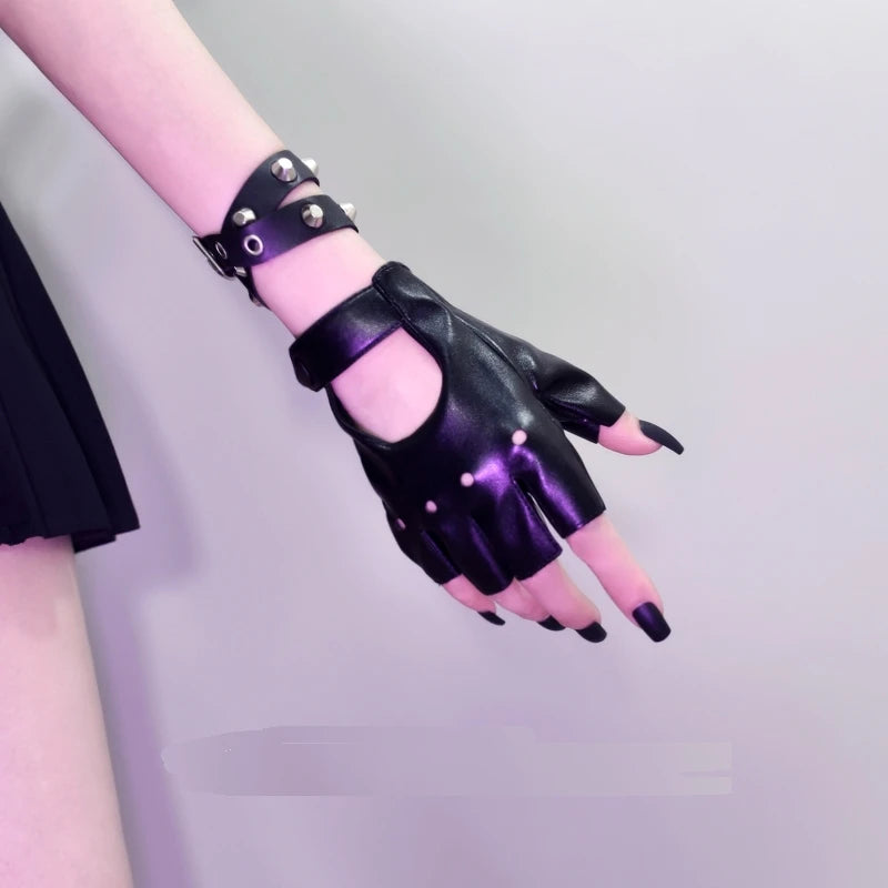 Spice Punk Gothic Half Finger Leather Gloves