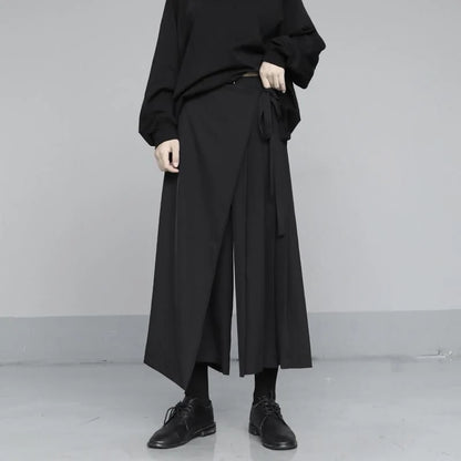 Casual Fashion Solid Bandage Loose Pants