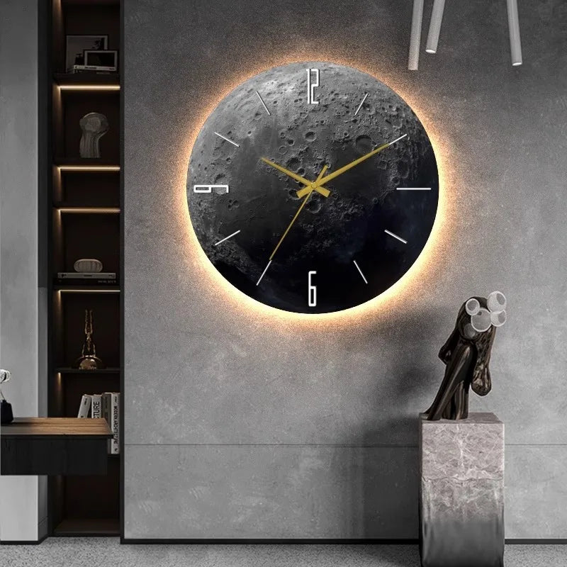 Celestial Sandstone Moon Clock & Light Decor