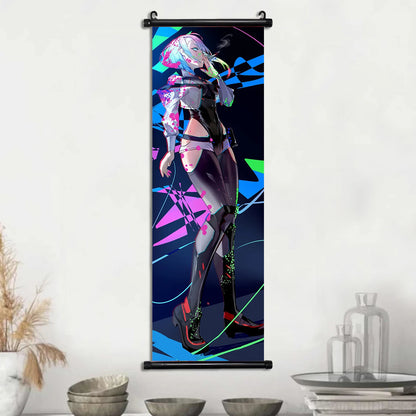Cyber Rebecca Scroll Canvas: Futuristic Wall Art