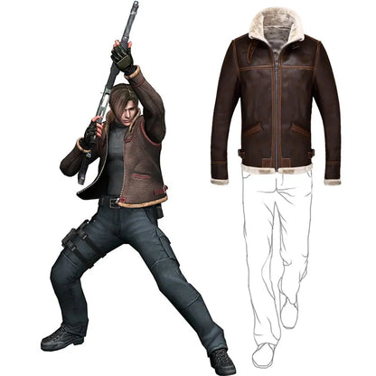 Biohazard Resident 4 Leon S Kennedy Costume Leather Coat