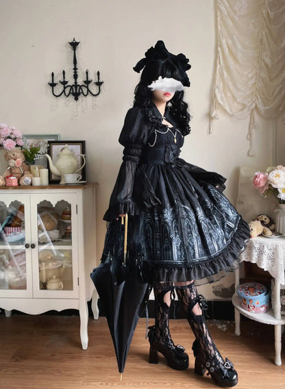 Flare Sleeve JSK Dress with Cape by Godivana