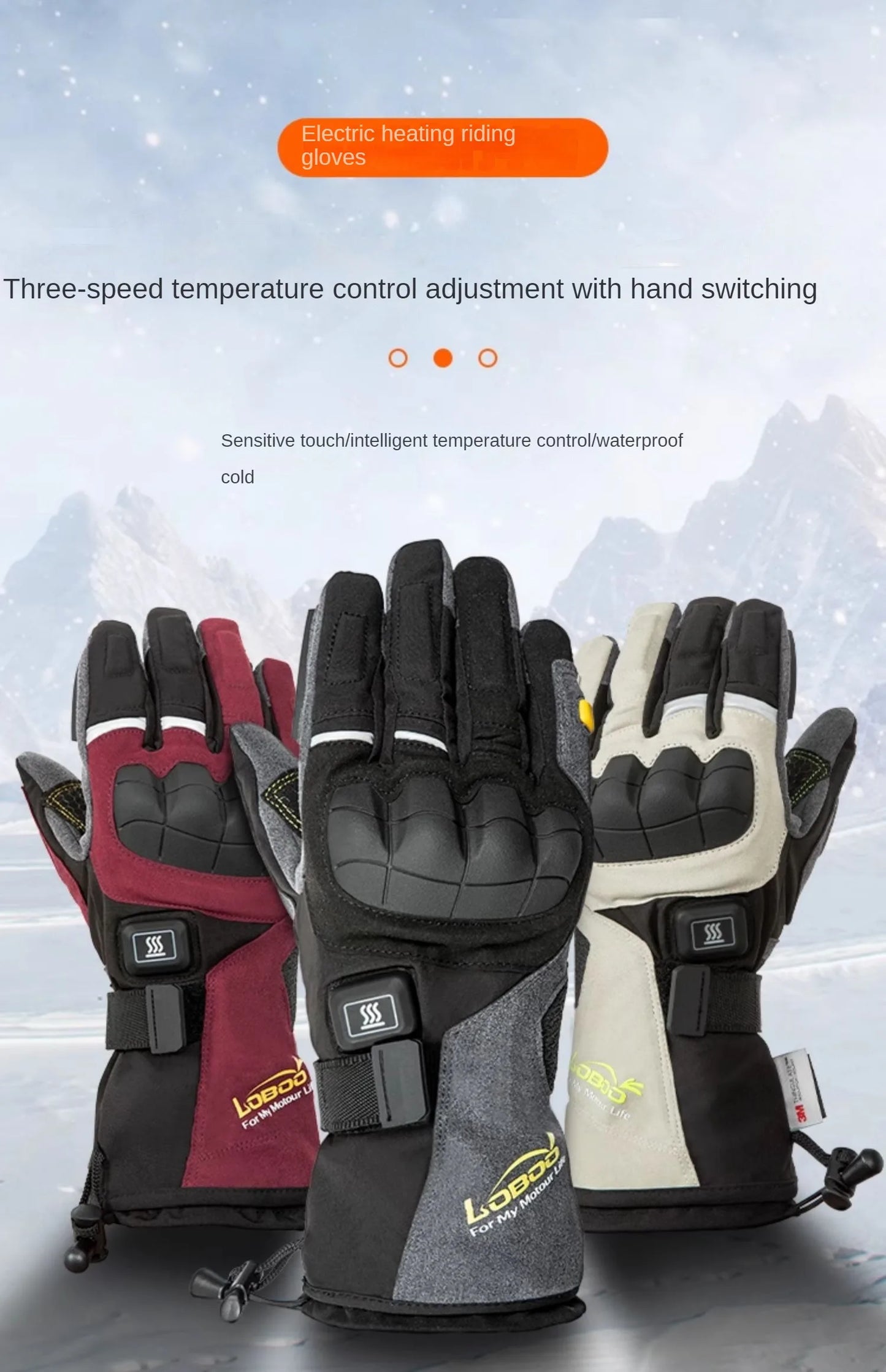 LOBOO Winter Touchscreen Heated Riding Gloves