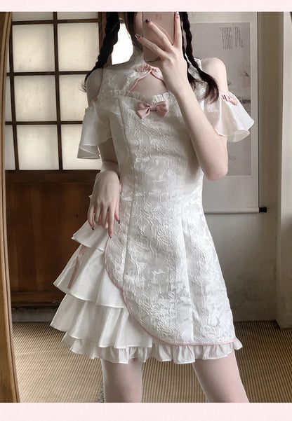Elegant Tie-Dye Cheongsam Mini Dress