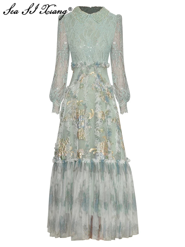 Product Name: Seasixiang Vintage Glam Long Dress