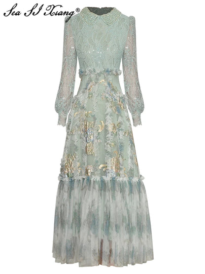 Product Name: Seasixiang Vintage Glam Long Dress