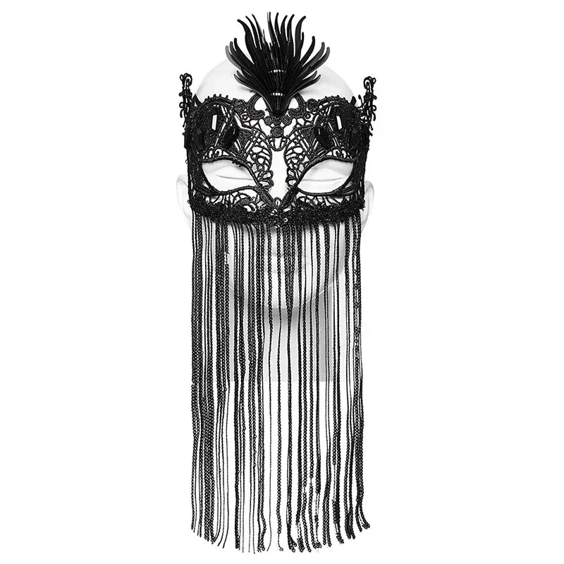 Gothic Fringed Lace Coffin Eye Mask