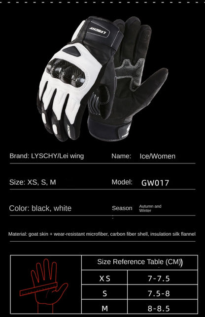 LYSCHY Winter Waterproof Leather Motorcycle Gloves