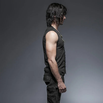 Black Punk Rock Cotton Vest for Men