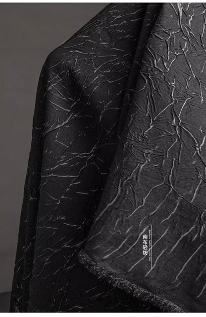 Eco Pleat: Black Nylon-Rayon Fabric for Design Creations