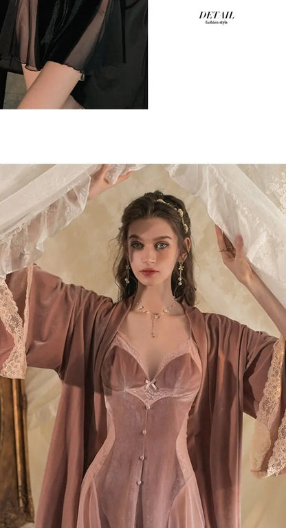 Mystic Moonlace Velvet Pajamas for Enchanted Nights