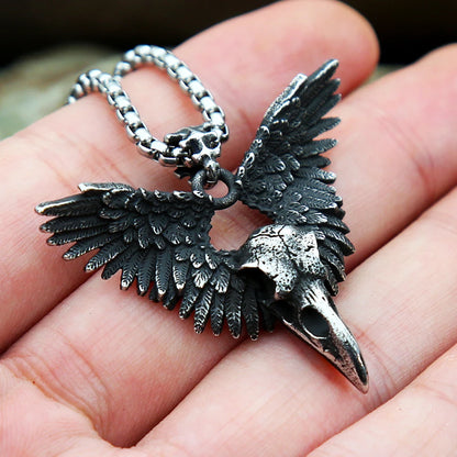 Punk Vintage Raven Skull Necklace